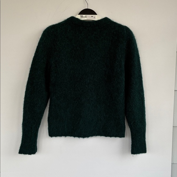 J. Crew Puff Sleeve Fuzzy Crewneck Sweater In Old Forest Alpaca Merino Blend XS - Picture 9 of 17